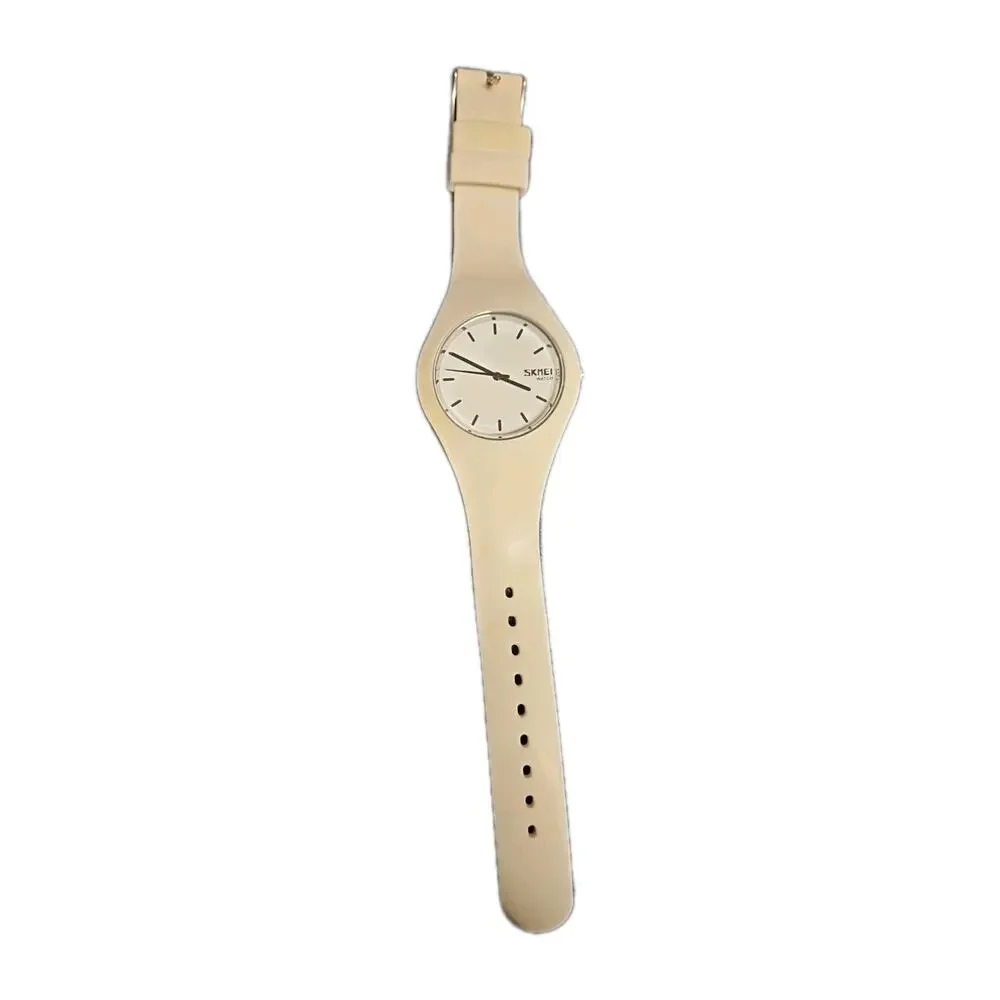 SKMEI Watch White Buckle Rubber Band Round Face WR30M Simple Stylish SR626SW